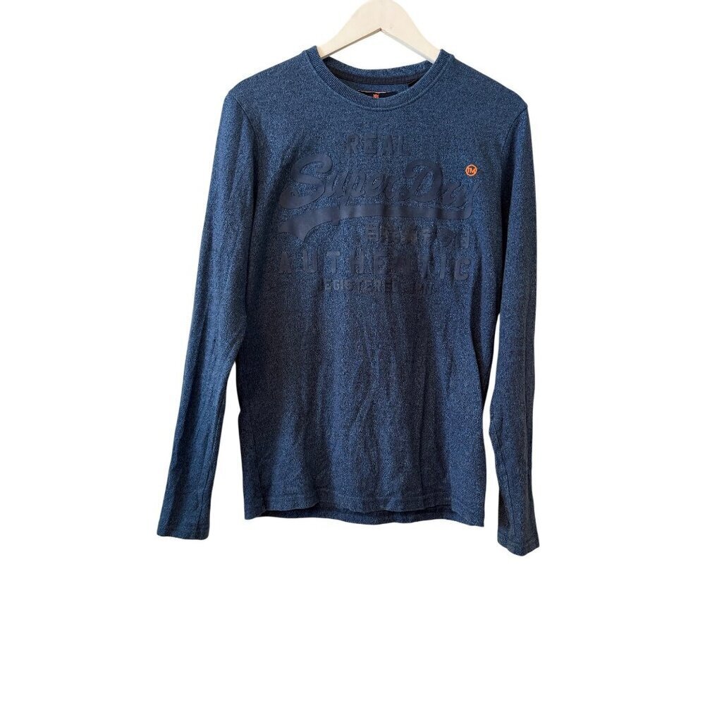 Superdry Mens Blue Long-Sleeve Graphic Jumper T-Shirt Medium